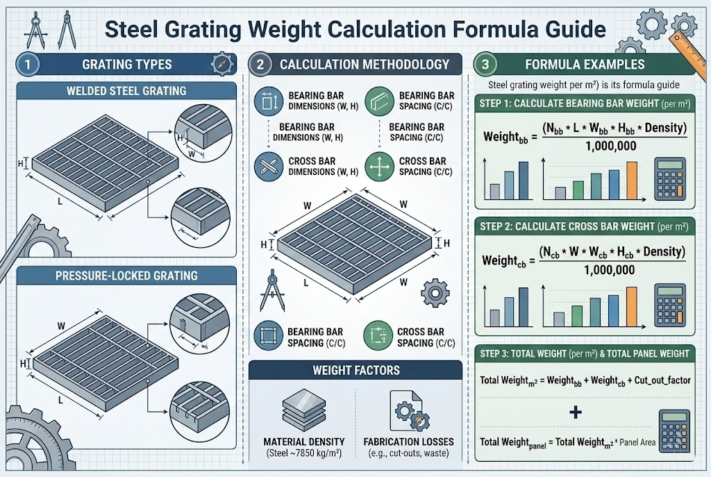 steel grating weight calculation formula chart