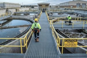 steel grating walkway wastewater treatment plant