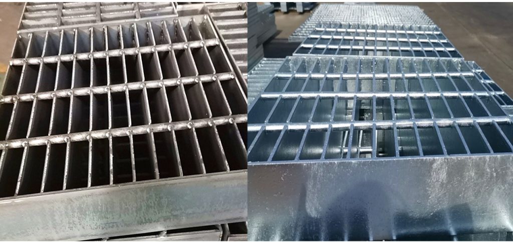 Before and After Galvanizing for Steel Grating