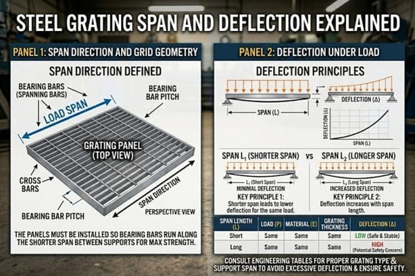 Half Bar Deflection Steel Bar Grating Deflection Limits for Industrial Floor Safety